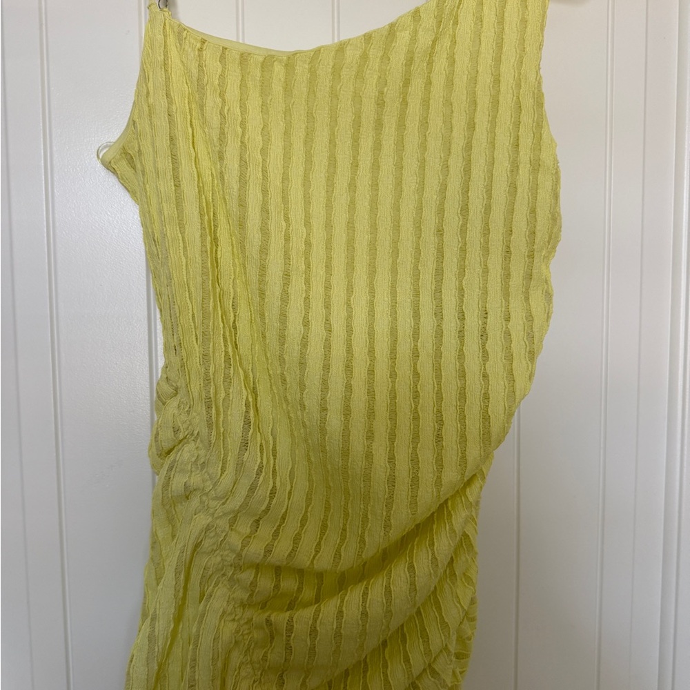 Skylar Rose Elegant Yellow Ruched Dress - L - Picture 9 of 12